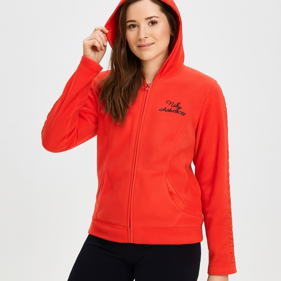 Nike athletics vintage women’s fleece full zip hooded jacket Sz large 12/14 - Picture 1 of 12